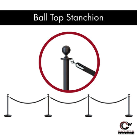 Post and Rope Stanchion Kit, Ball Top Posts, 6 Ft. Velvet Foam Core Rope - Montour Line