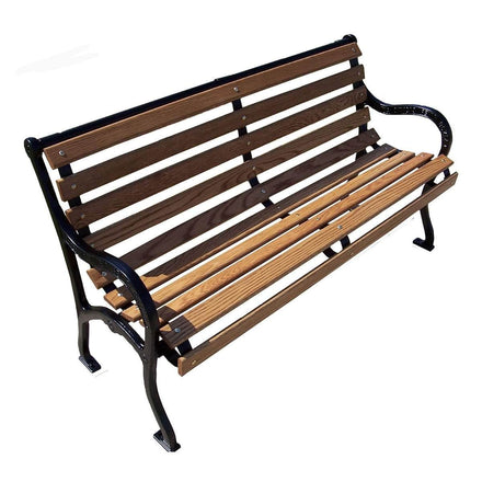 Plain Slatted Wood Park Bench - 72 In.