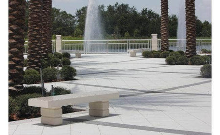 6 Ft Concrete Backless Block Park Bench - Crowd Control Warehouse