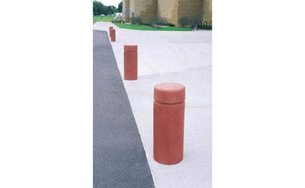 Single Reveal Line Cylindrical Bollard along sidewalk path