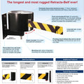 Fixed Wall Mount Retracta-Belt Barrier, 65 Ft.
