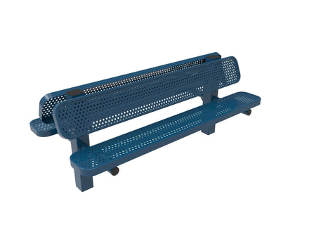 Double Pedestal Park Bench with Back - Circular Pattern