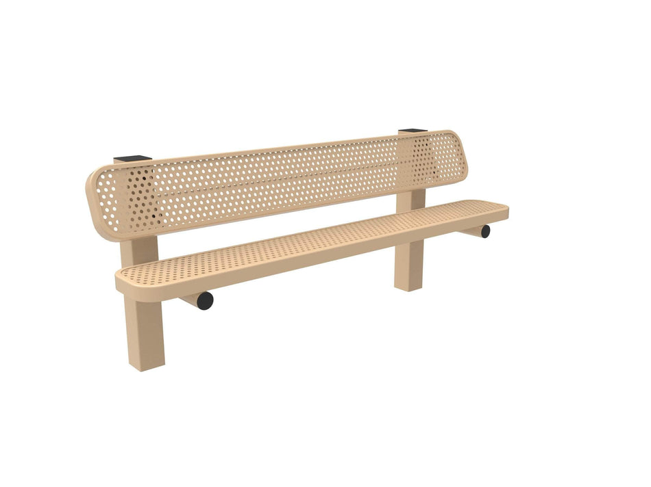 Single Pedestal Park Bench with Back - Circular Pattern