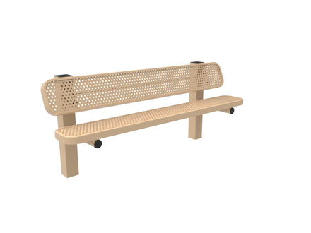 Single Pedestal Park Bench with Back - Circular Pattern