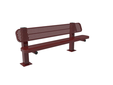 Single Pedestal Park Bench with Back - Circular Pattern
