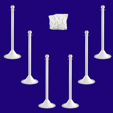 Light Duty Plastic Stanchion Posts and Chain Kit with (6) Posts and 50 Ft. of Chain