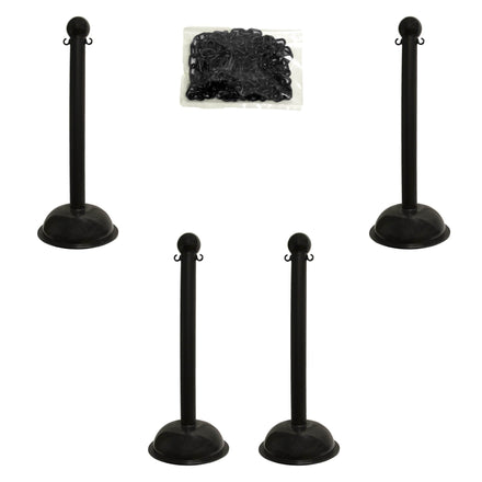 Heavy Duty Plastic Stanchion Posts and Chain Kit with (6) Posts and 50 Ft. of Chain in Your *Choice of Colors*