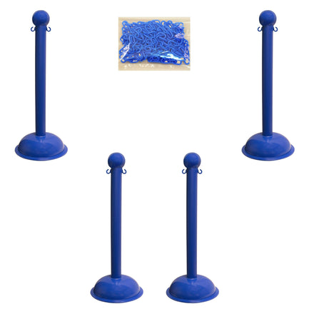 Heavy Duty Plastic Stanchion Posts and Chain Kit with (6) Posts and 50 Ft. of Chain in Your *Choice of Colors*