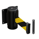 Wall Mounted Retractable Belt Barrier Fixed, Black Steel Case, 8.5 Ft. and 11 Ft. Belts - CCW Series WMB-120