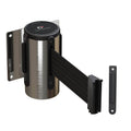 Wall Mounted Retractable Belt Barrier Fixed, Polished Stainless Steel Case, 8.5 and 11 Ft. Belt - CCW Series WMB-120