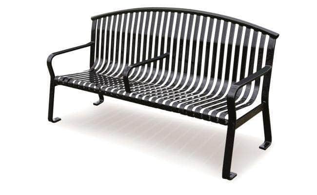 74’’ Flat Metal Arched Back Park Bench - Crowd Control Warehouse