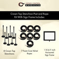 Post and Rope Stanchion Kit, Crown Top Posts, 6 Ft. Velvet Foam Core Rope and Sign Frame - Montour Line