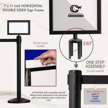 Post Top Sign Frame for Retractable Belt Barriers