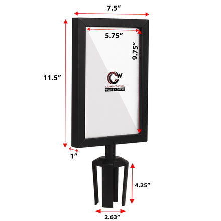 Post Top Sign Frame for Retractable Belt Barriers