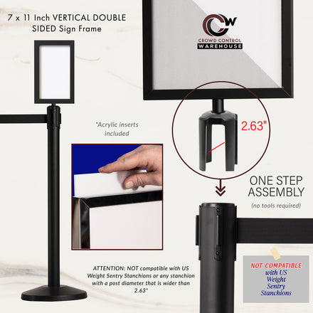 Post Top Sign Frame for Retractable Belt Barriers