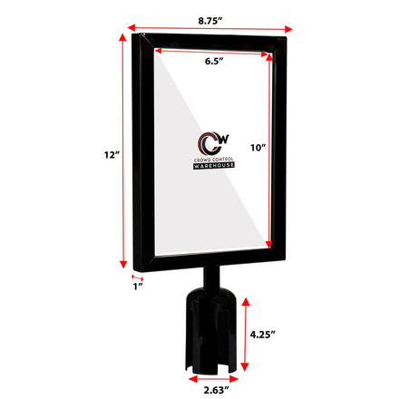 Post Top Sign Frame for CCW Series Retractable Belt Barriers