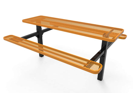 Double Pedestal Rectangular Picnic Table - Diamond Pattern - Inground Mount