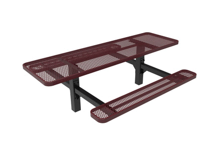 Double Pedestal Rectangular Picnic Table - Diamond Pattern - Inground Mount - 8 Ft.