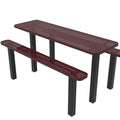 Rectangular Independent Pedestal Picnic Table - Circular Pattern - Inground Mount