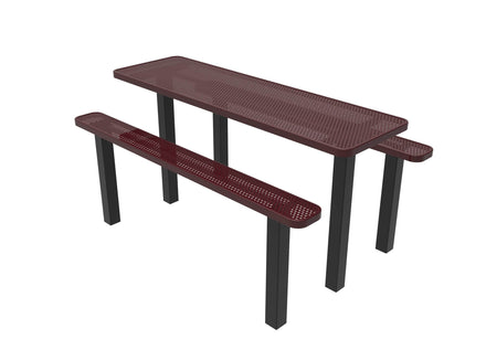 Rectangular Independent Pedestal Picnic Table - Circular Pattern - Inground Mount