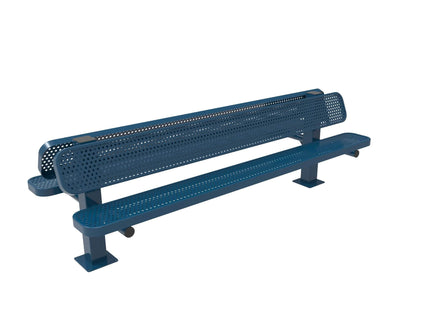 Double Pedestal Park Bench with Back - Circular Pattern