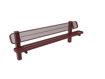 Single Pedestal Park Bench with Back - Diamond Pattern
