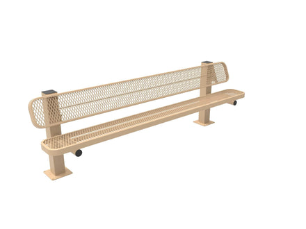Single Pedestal Park Bench with Back - Diamond Pattern