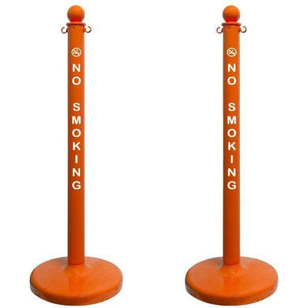 2.5 in. 'NO SMOKING' Safety Orange Plastic Ball Top Stanchion