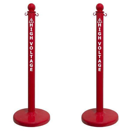 2.5 in. 'HIGH VOLTAGE' Red Plastic Ball Top Stanchion