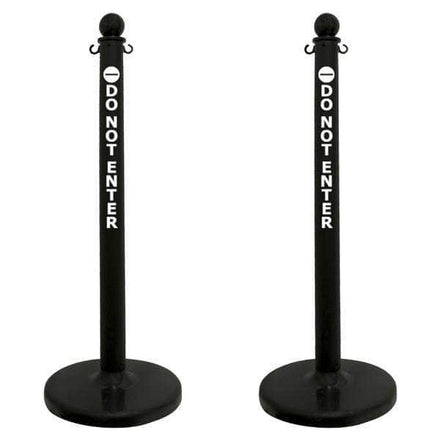 2.5 in. 'DO NOT ENTER' Black Plastic Ball Top Stanchion