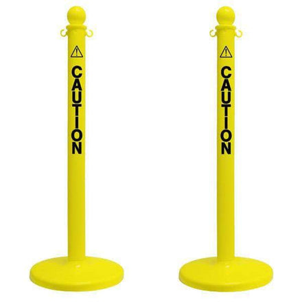 2.5 in. 'CAUTION' Yellow Plastic Ball Top Stanchion