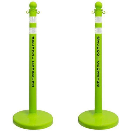 2.5 in. 'SCHOOL CROSSING' Safety Green Plastic Ball Top Stanchion