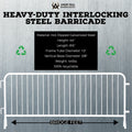 Heavy Duty Interlocking Steel Barricade, 8.5 Ft. - Angry Bull Barricades