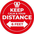 Floor Stickers: Keep Calm And Keep Your Distance - 8 inches Diameter