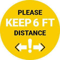 Floor Sticker: Please Keep 6FT Distance (Exclamation Point) - 8 inches Diameter