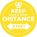 Floor Stickers: Keep Calm And Keep Your Distance - 8 inches Diameter