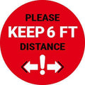 Floor Sticker: Please Keep 6FT Distance (Exclamation Point) - 8 inches Diameter