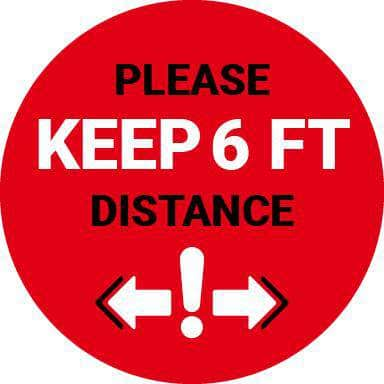 Floor Sticker: Please Keep 6FT Distance (Exclamation Point) - 8 inches Diameter