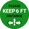 Floor Sticker: Please Keep 6FT Distance (Exclamation Point) - 8 inches Diameter