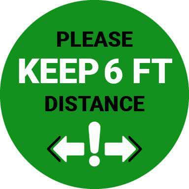 Floor Sticker: Please Keep 6FT Distance (Exclamation Point) - 8 inches Diameter