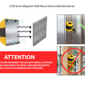 CCW Series WMB-230- Wall Mounted Retractable Belt Barrier With Black Magnetic ABS Case- 20, 25, & 30 Ft. Belts