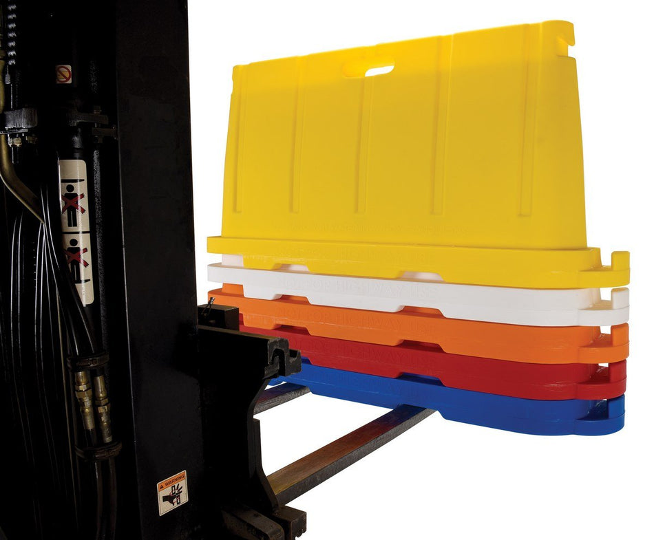 Stackable Plastic Barricade, Water or Sand Fillable (85lbs) - 36 in. H X 78 in. L X 18 in. W