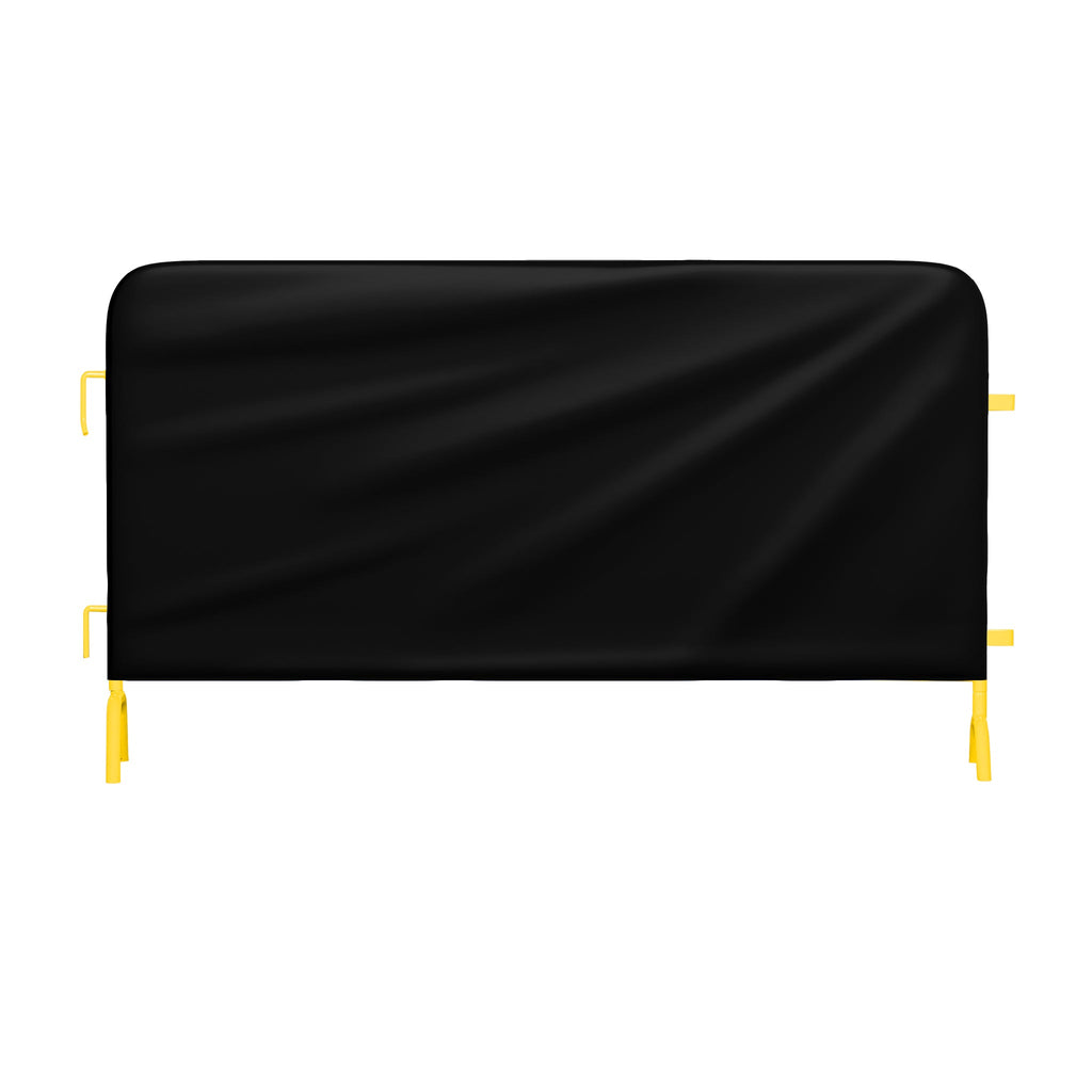 Angry Bull 8.5ft Heavy Duty Steel Barricade – Powder-Coated, Safety Yellow, Interlocking, Flat No-Trip Feet, 10-Pack