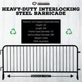 Heavy Duty Interlocking Steel Barricade, 8.5 Ft., Black - Angry Bull Barricades