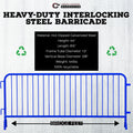 Heavy Duty Interlocking Steel Barricade, 8.5 Ft., Blue - Angry Bull Barricades