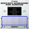 Heavy Duty Interlocking Steel Barricade, 8.5 Ft., Blue - Angry Bull Barricades
