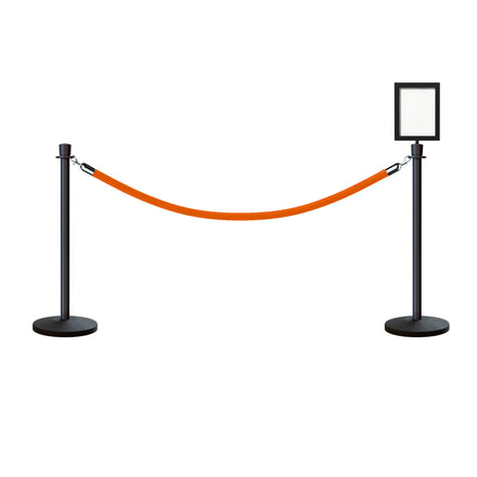 Crown Top Post and Rope Stanchion Kit with Sign Frame - Montour Line