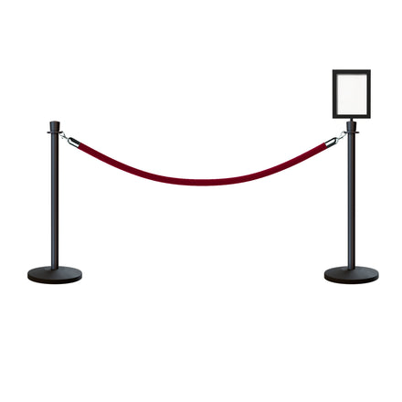 Crown Top Post and Rope Stanchion Kit with Sign Frame - Montour Line