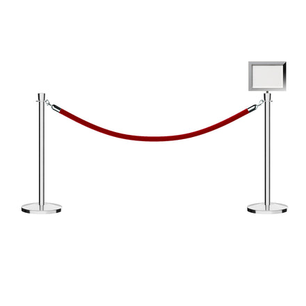 Post and Rope Stanchion Kit, Crown Top Posts, 6 Ft. Velvet Foam Core Rope and Sign Frame - Montour Line