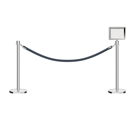 Crown Top Post and Rope Stanchion Kit with Sign Frame - Montour Line